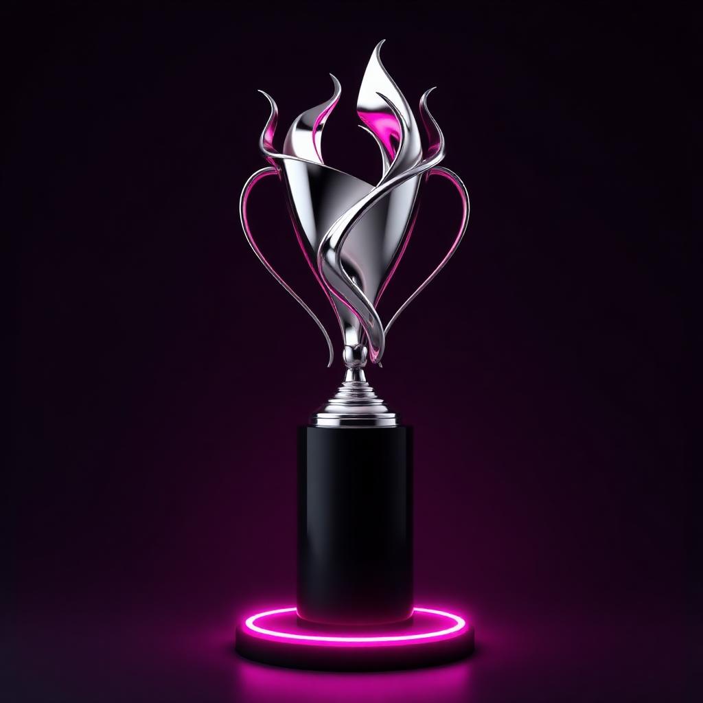 CRE8 Awards trophy — chrome abstract statuette